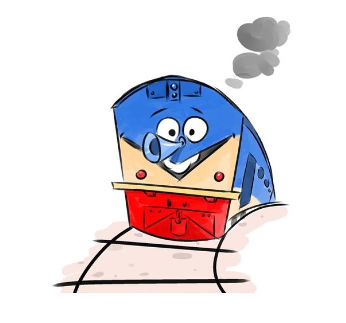 The image depicts a train with a happy face, going on the tracks and releasing some smoke. You can hear the choo choo.